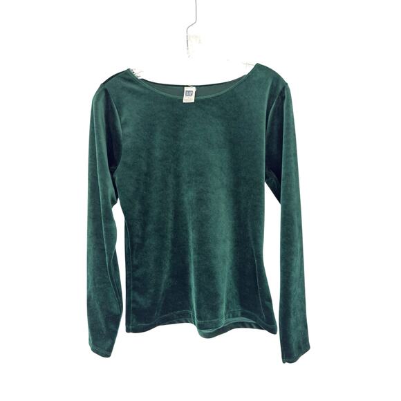 Gap Velvet Shirt Vintage Green Basic Moody Gremlin Earthy Long Sleeve Medium - Picture 1 of 11